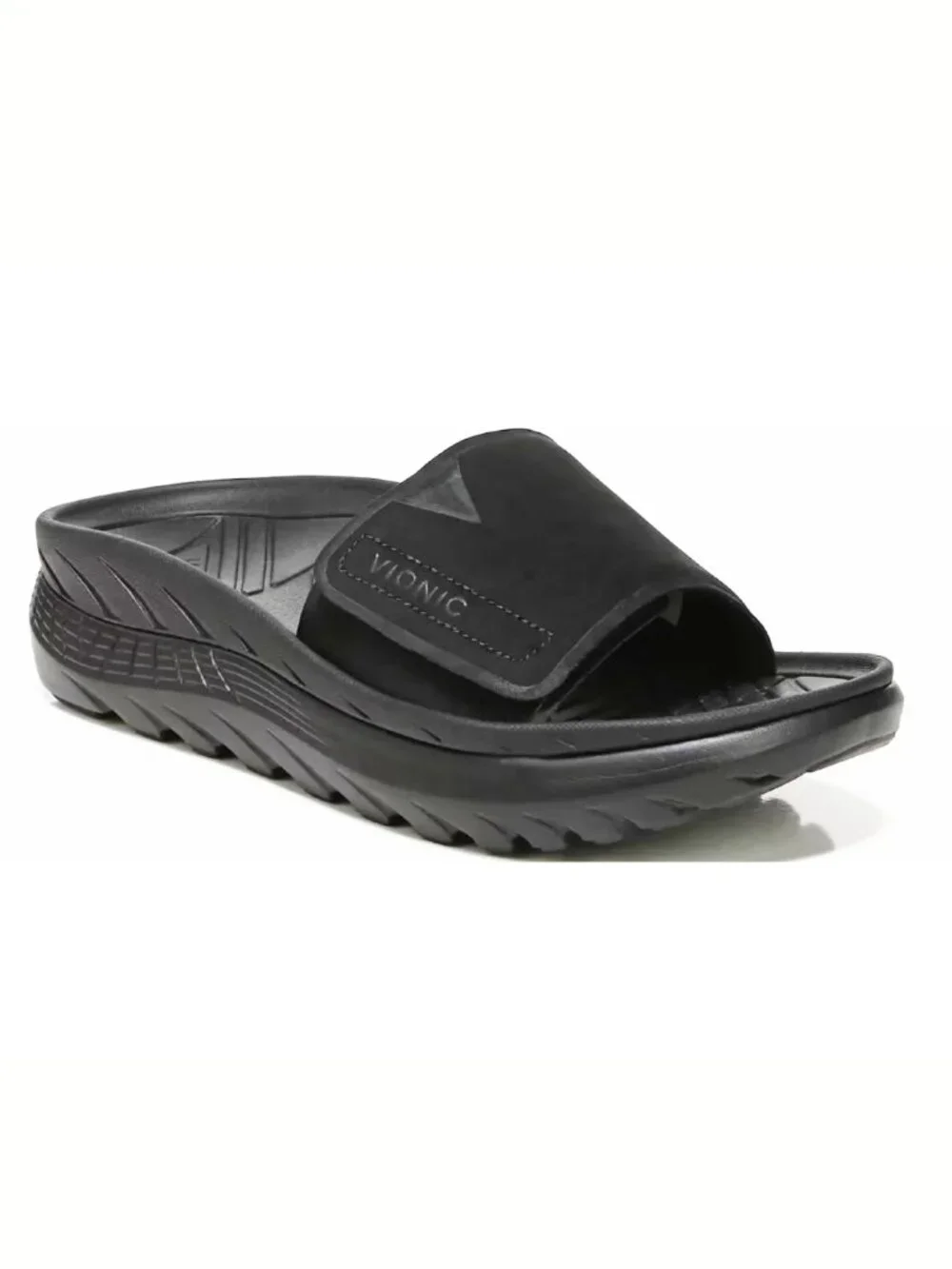 VIONIC Rejuvenate Recovery Sandal In Black Nubuck - Size 7 - Unisex